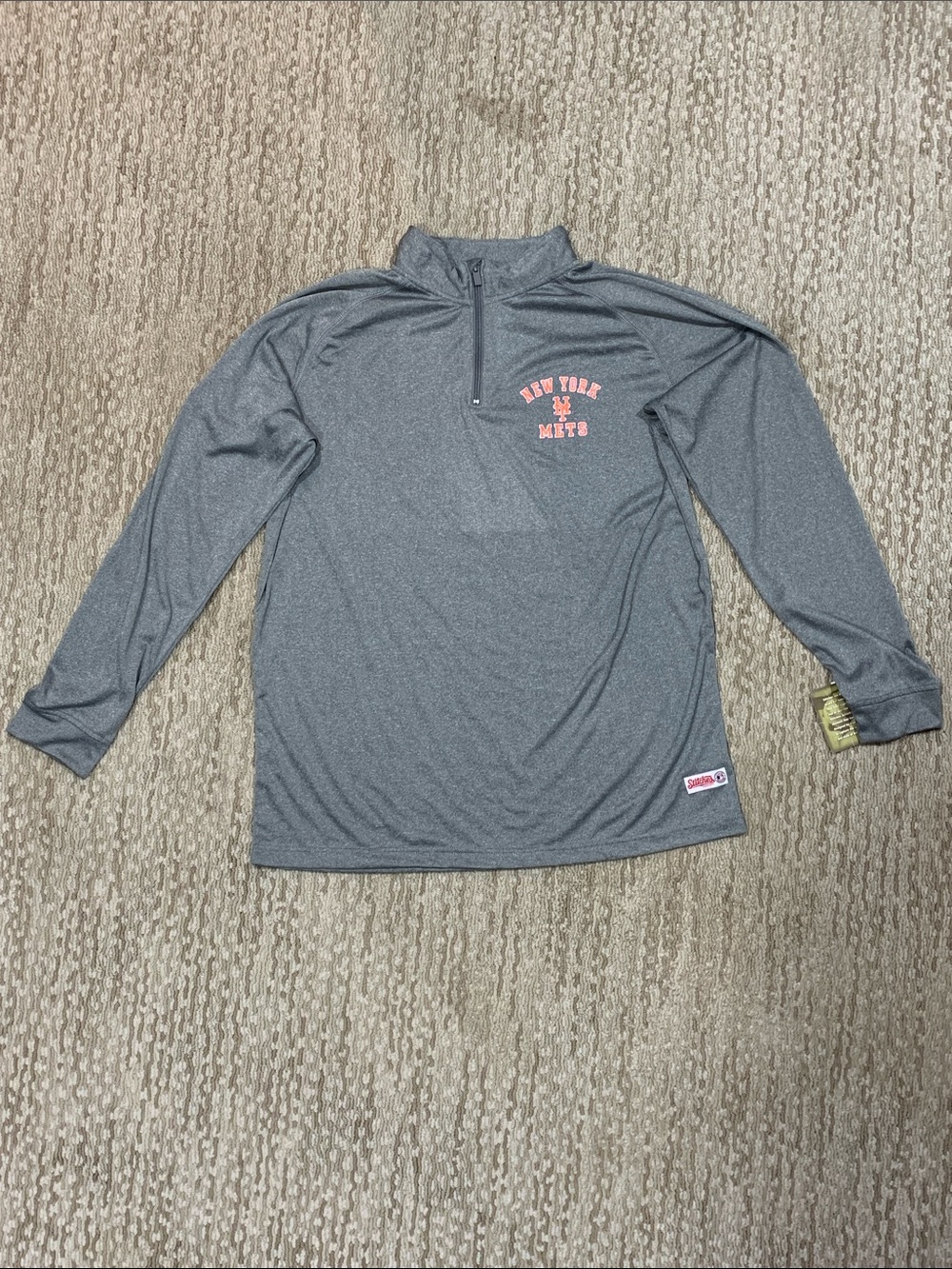 Stitches Gray New York Mets Long Sleeve Quarter-Zip Pullover (396)